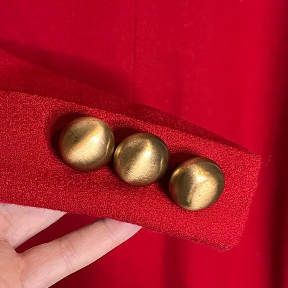 VINTAGE red wool double breasted gold button blazer size 8 preppy old money - Picture 4 of 6